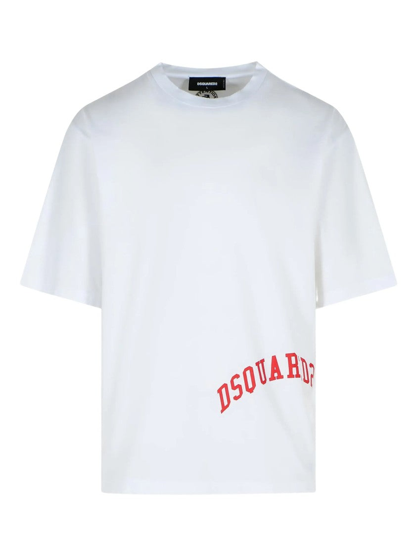 Dsquared2 Loose Fit White Curved Graphic T-Shirt