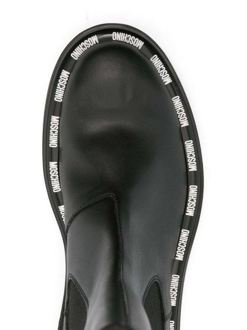 Moschino Rounded Toe Ankle Boots