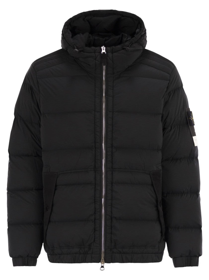 Stone Island Hooded Down Jacket With Seamless Drip-Proof Feather Channels