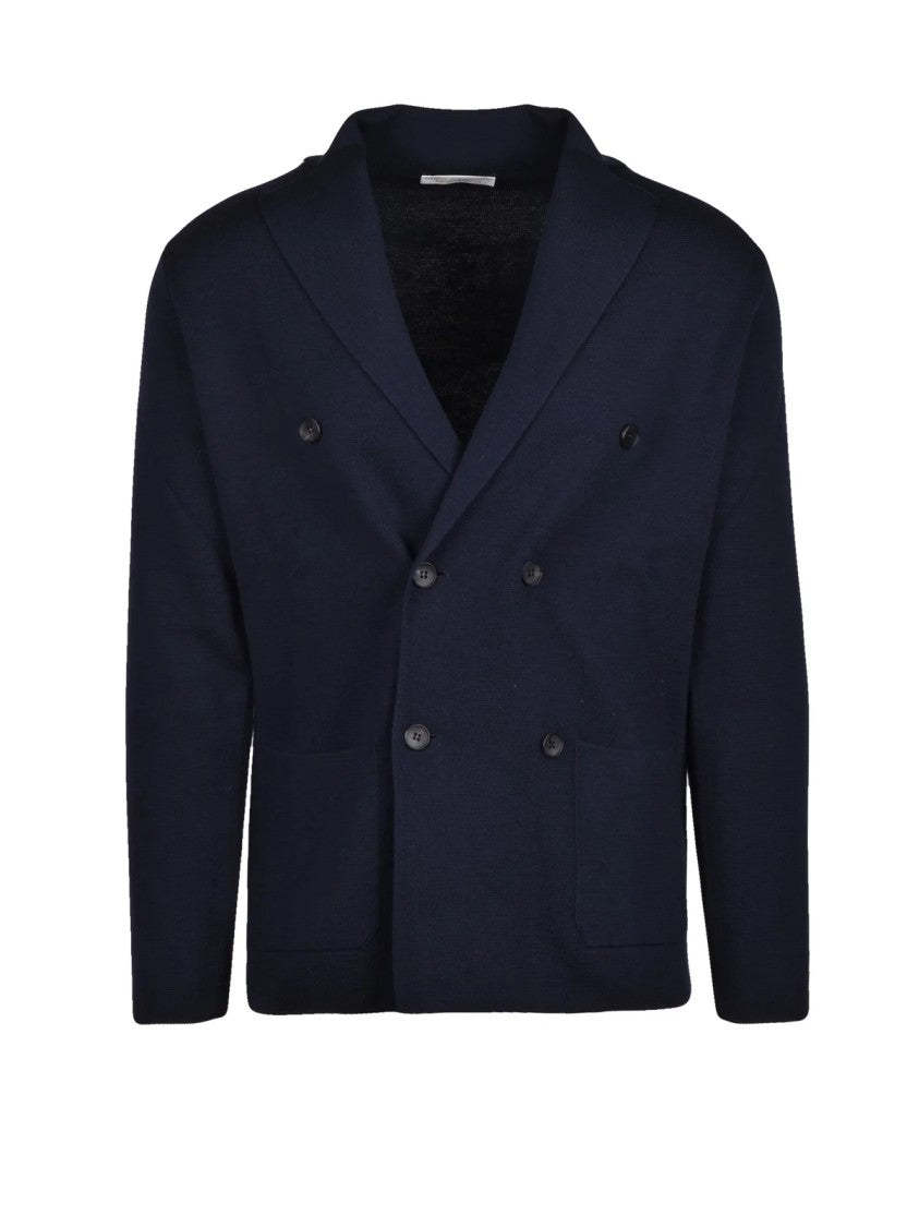 Filippo De Laurentiis Double-Breasted Shawl Collar Knit Jacket