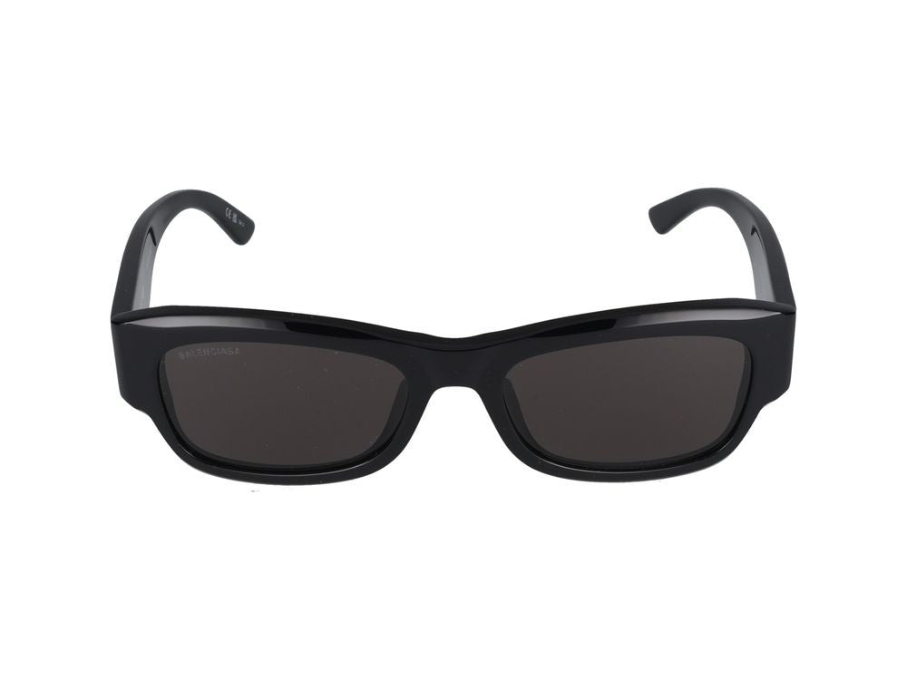 Balenciaga Black Bold Rectangular Acetate Sunglasses
