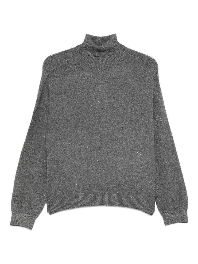 Liu Jo High Neck Gray Sweater With Relaxed Fit