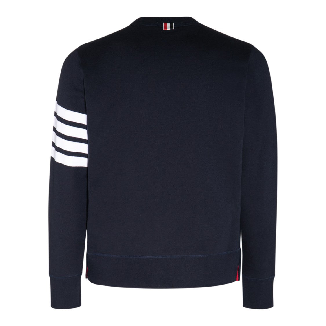 Thom Browne Navy Cotton Sweatshirt With Signature Stripes And Logo Patch