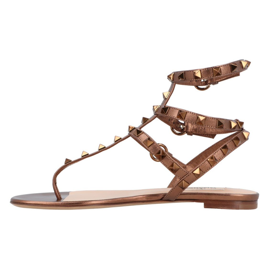 Valentino Rockstud Open Toe Sandals Bronze