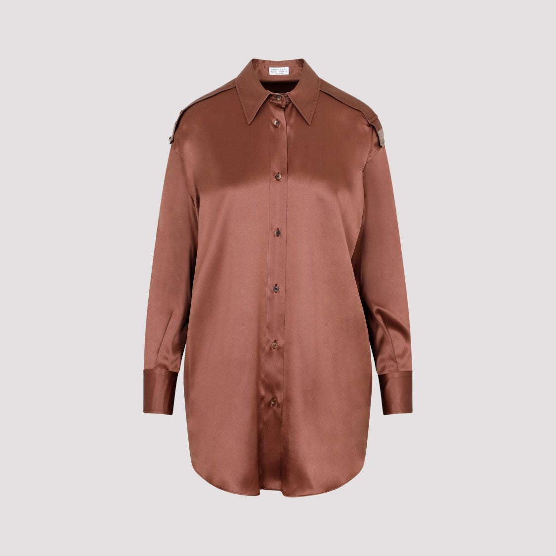 Brunello Cucinelli Brown Silk Shirt