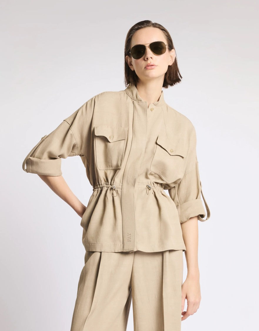 Fay Long-Sleeved Sahariana Overshirt With Adjustable Waist