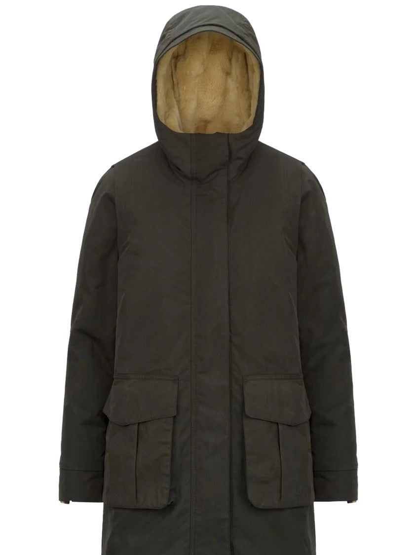 K-Way Green Brunil Cotton Feel Hooded Coat