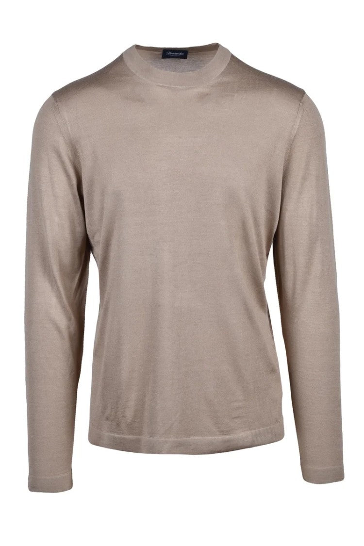 Drumohr Silk Crew Neck Sweater - Beige
