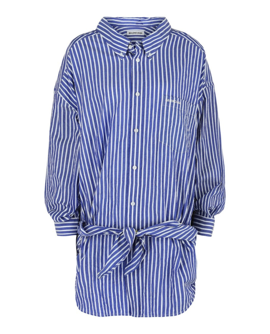 Balenciaga Crinkled Striped Knotted Shirt