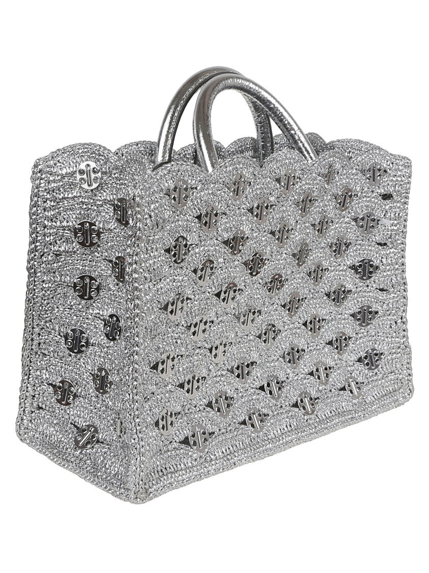 Paco Rabanne Textured Metallic Raffia Crossbody Bag