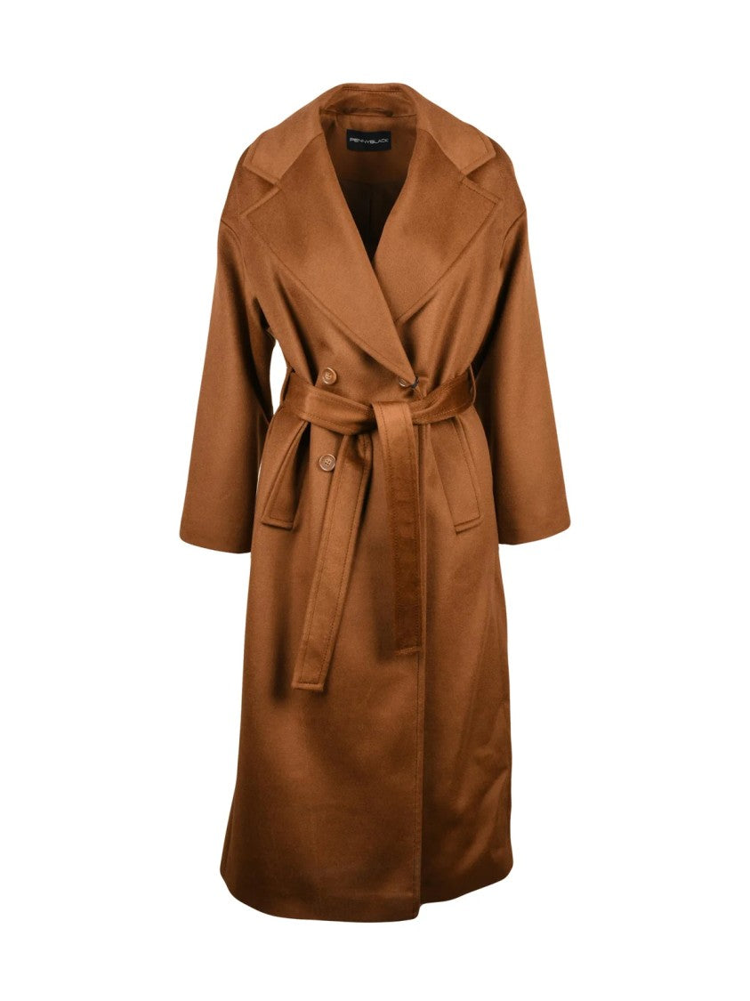 Pennyblack Brown Wool Belted Double-Breasted Long Coat