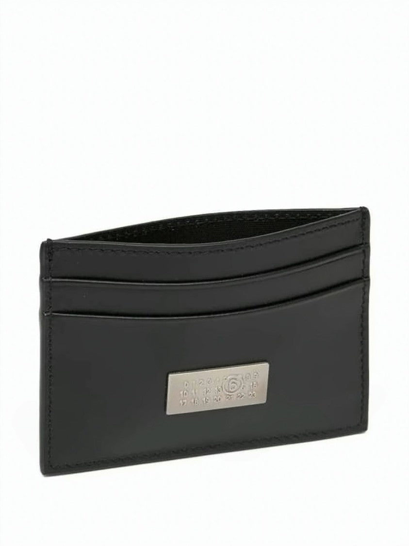 Mm6 By Maison Margiela Rectangular Calf Leather Cardholder With Engraved Metallic Plate