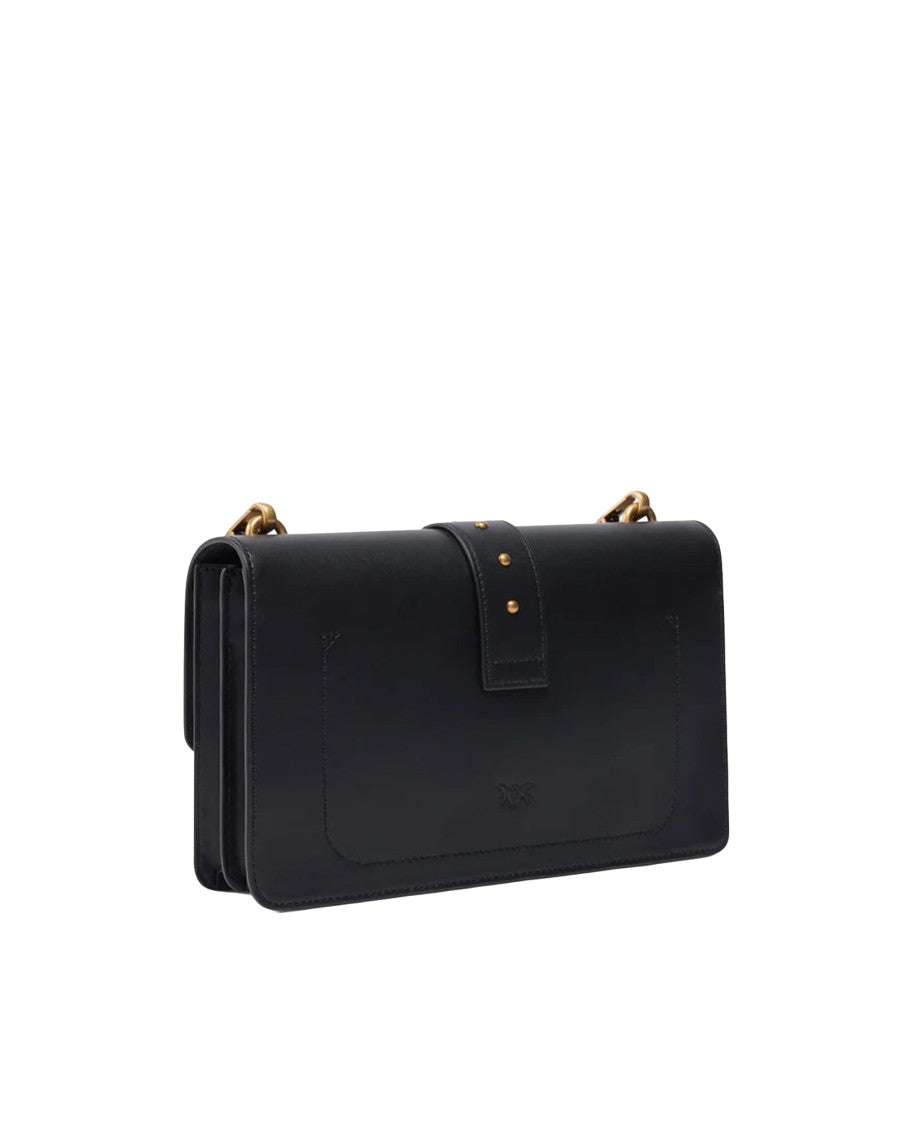 Pinko Black Smooth Leather Medium Shoulder Bag