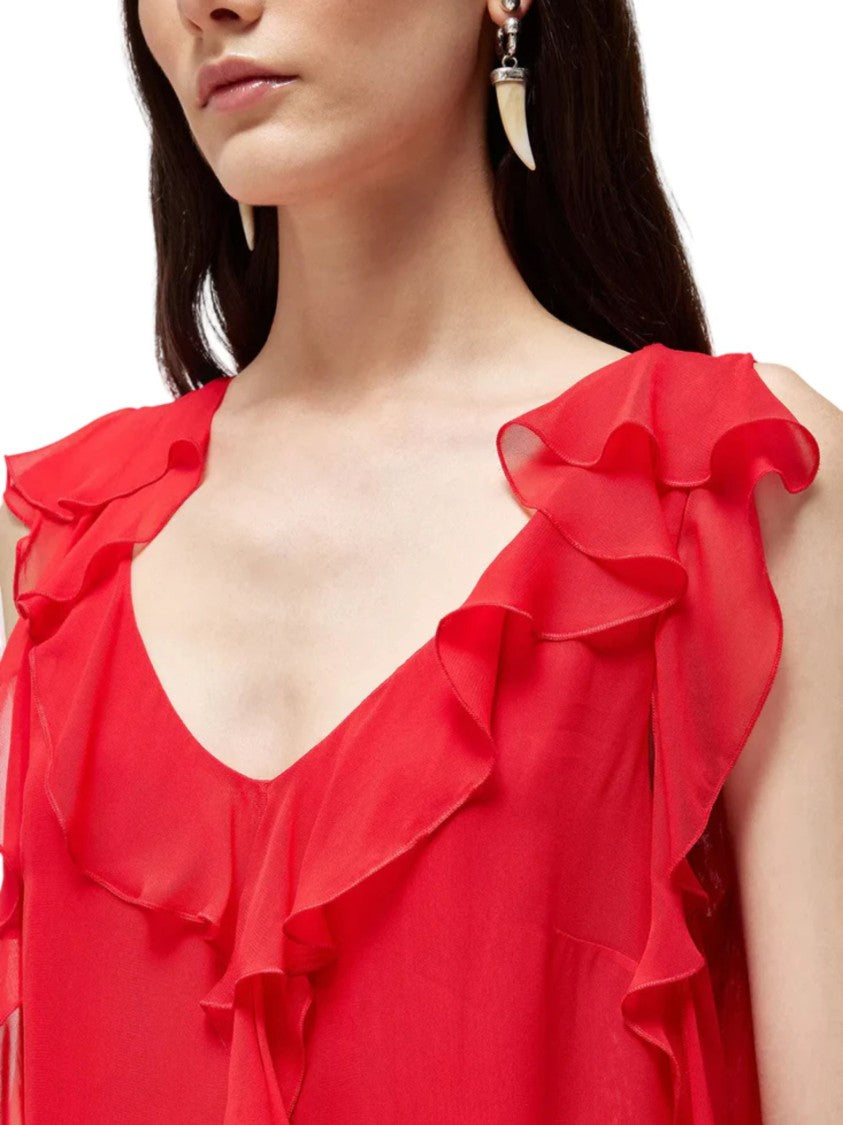 Blugirl Sleeveless Ruffled V-Neck Blouse