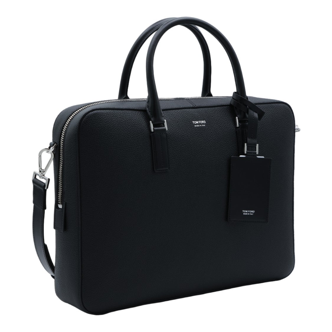 Tom Ford Structured Black Briefcase-Style Bag With Pebbled Texture