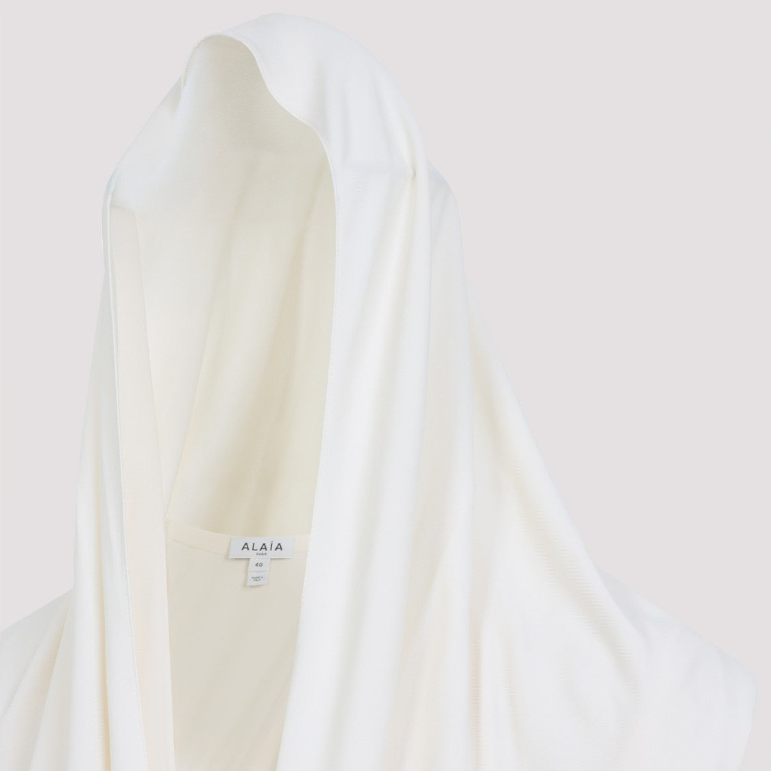 Alaïa Draped Sleeveless White Viscose Bodysuit With Hood
