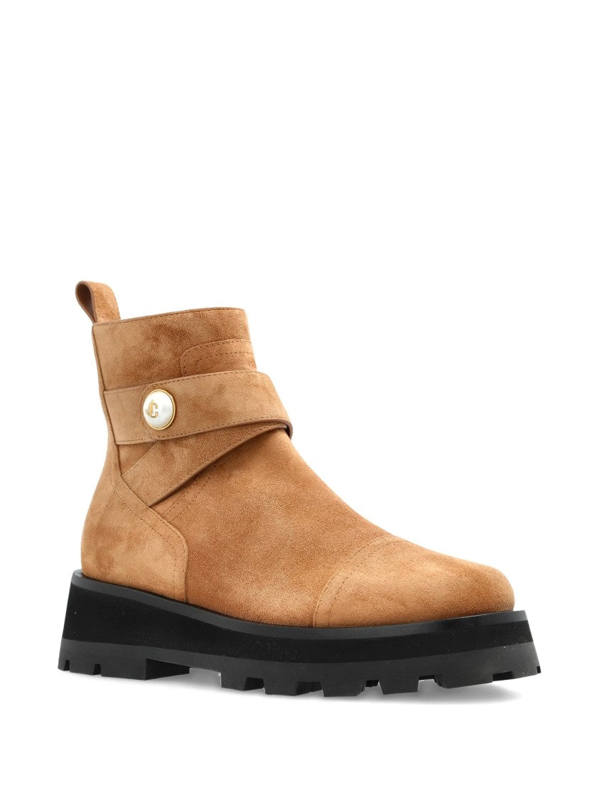 Jimmy Choo Brown Meena Flat Suede Ankle Boots