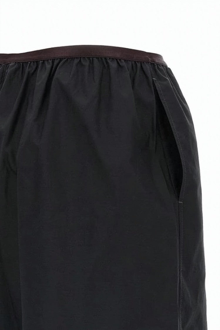 Lemaire Loose Boxy Black Cotton-Silk Shorts With Gathered Waistband