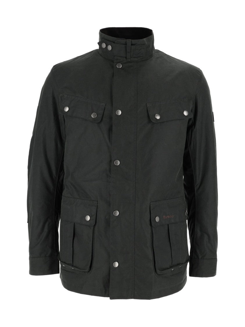 Barbour Waxed Cotton Duke Jacket With High Collar And Utility Pockets