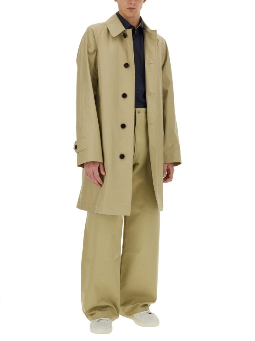 Burberry Cotton Trench Coat With Oversized Sleeves And
