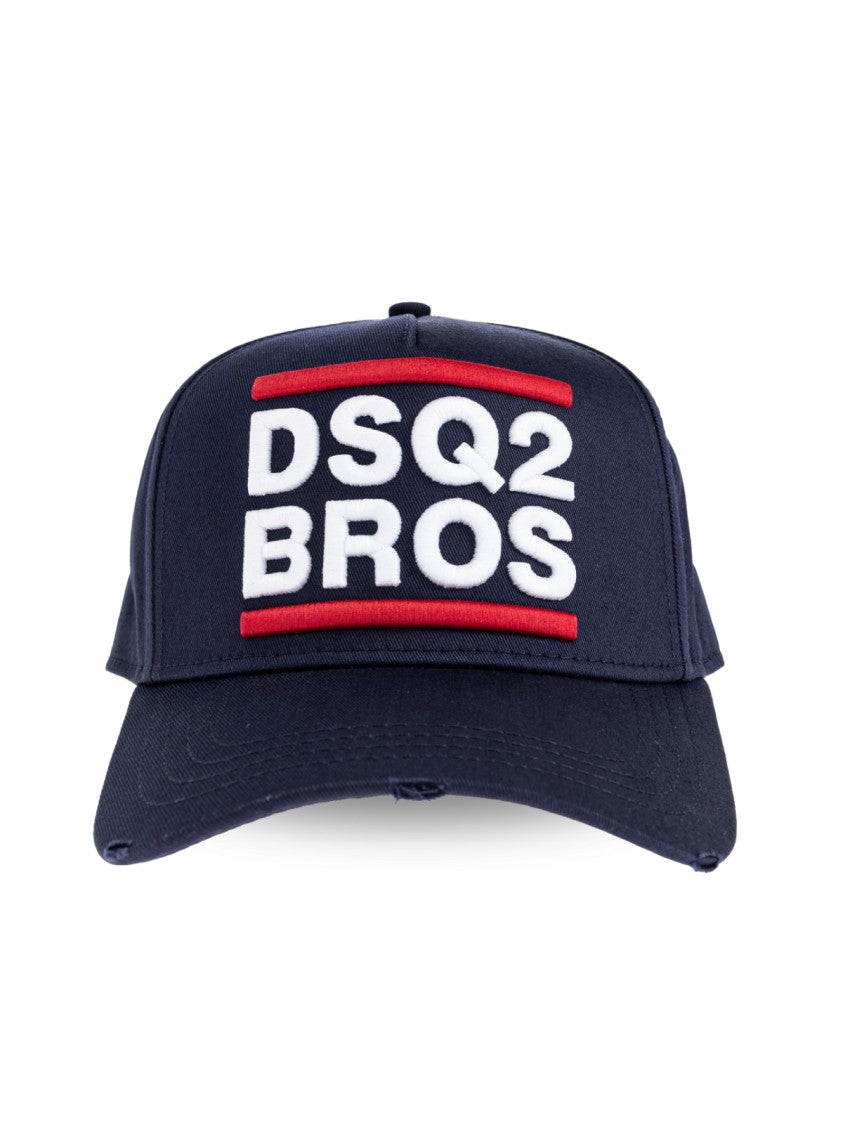 Dsquared2 Navy Blue Dsq2 Bros Logo Cotton Baseball Cap