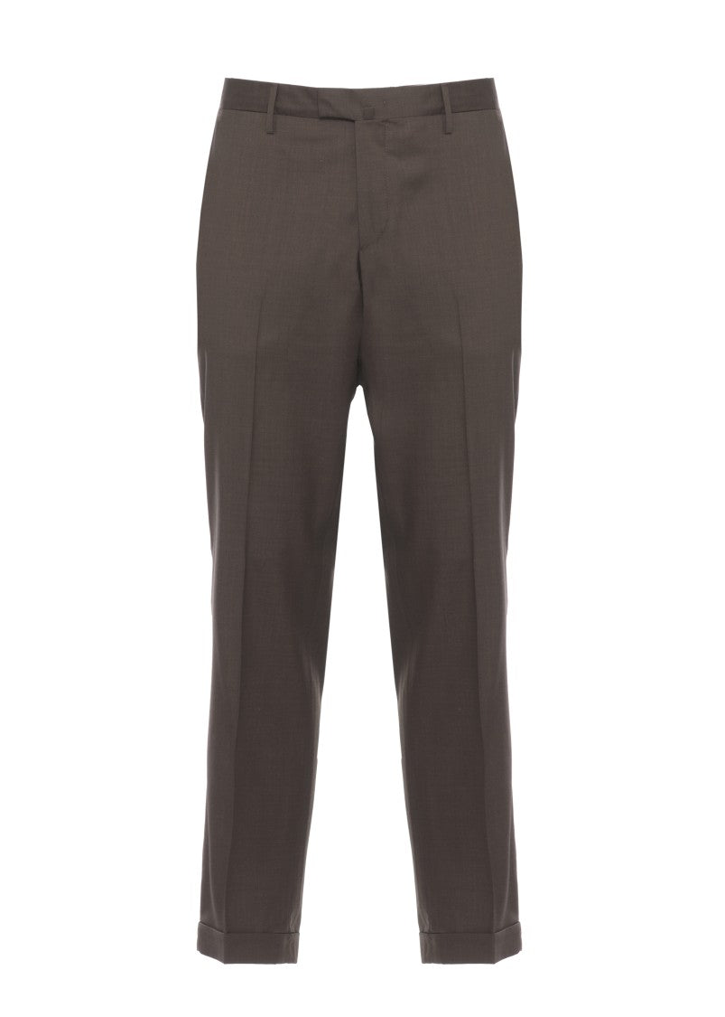 Briglia 1949 Brown Virgin Wool Straight-Leg Pants