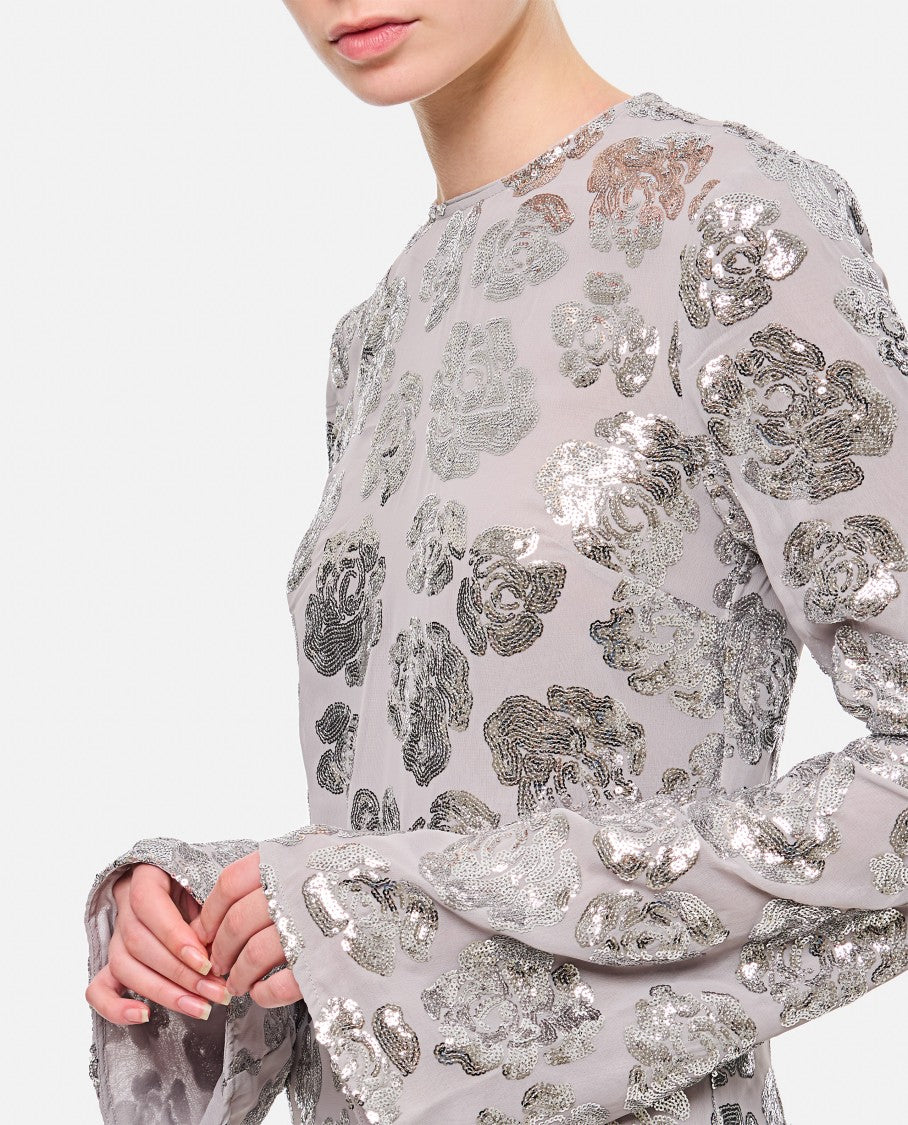 Rotate Sequin Chiffon Maxi Dress