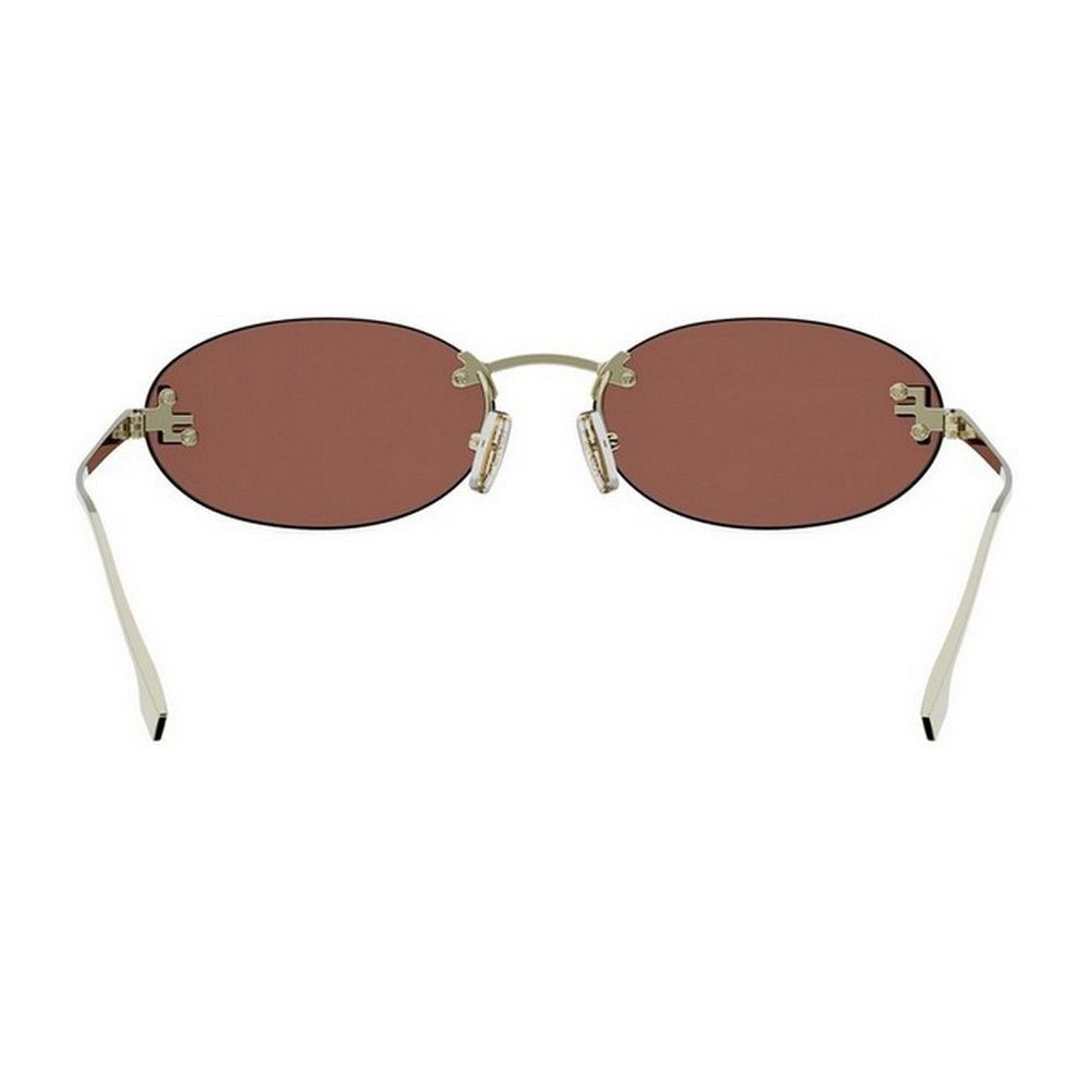 Fendi First Crystal Rimless Oval Metal Sunglasses