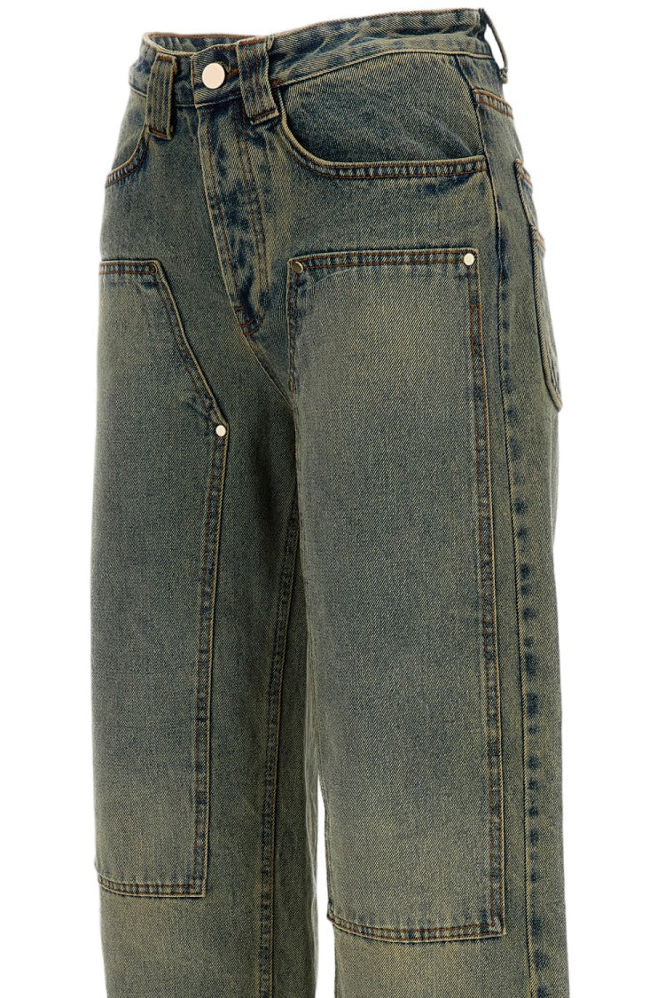 Meta Campania Teawash Blue Milton Panelled Denim Jeans
