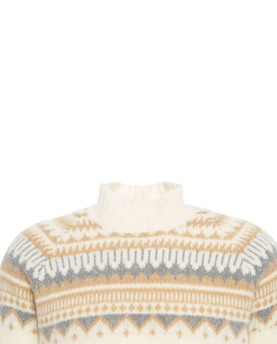 Gender Beige Knit Sweater With High Neck