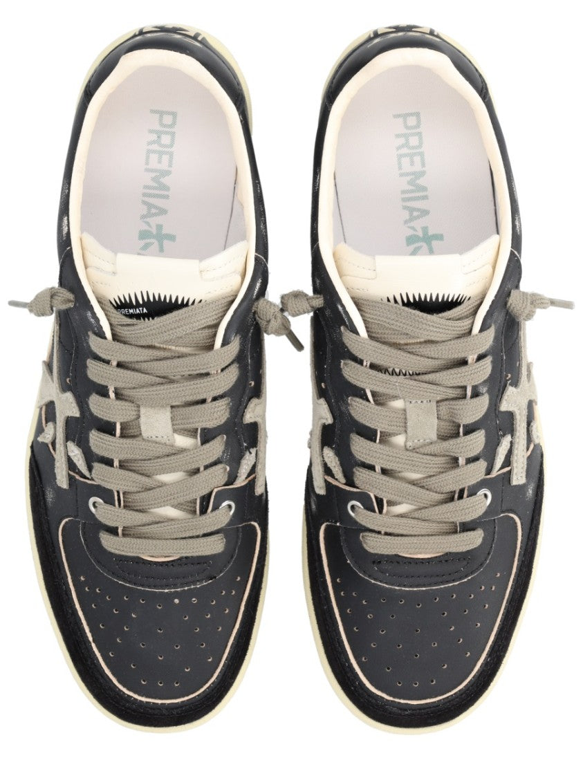 Premiata Perforated Low-Top Sneakers With Contrasting Logo Detail