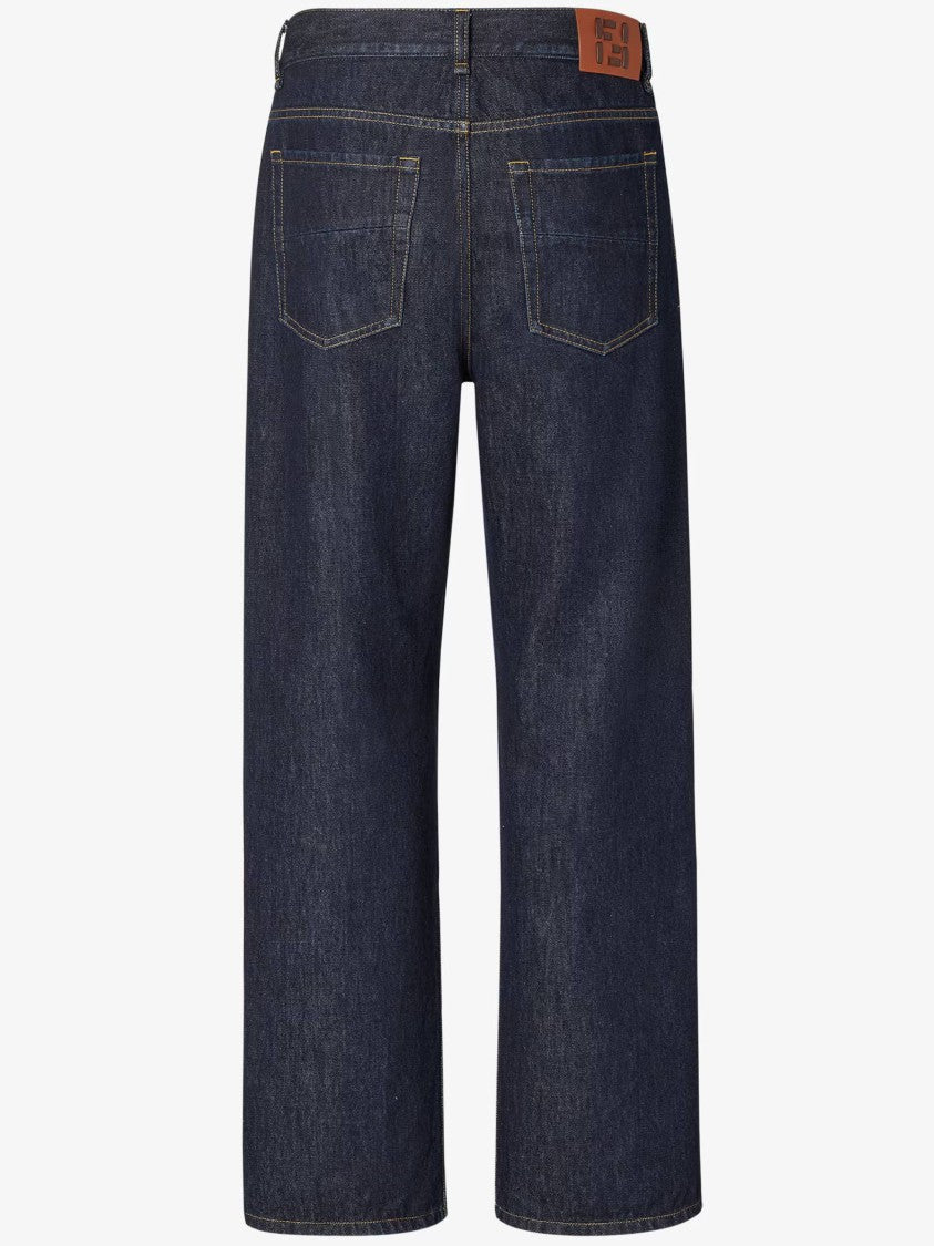 Fendi Straight-Leg Denim Jeans With Contrast Stitching And Logo Patch
