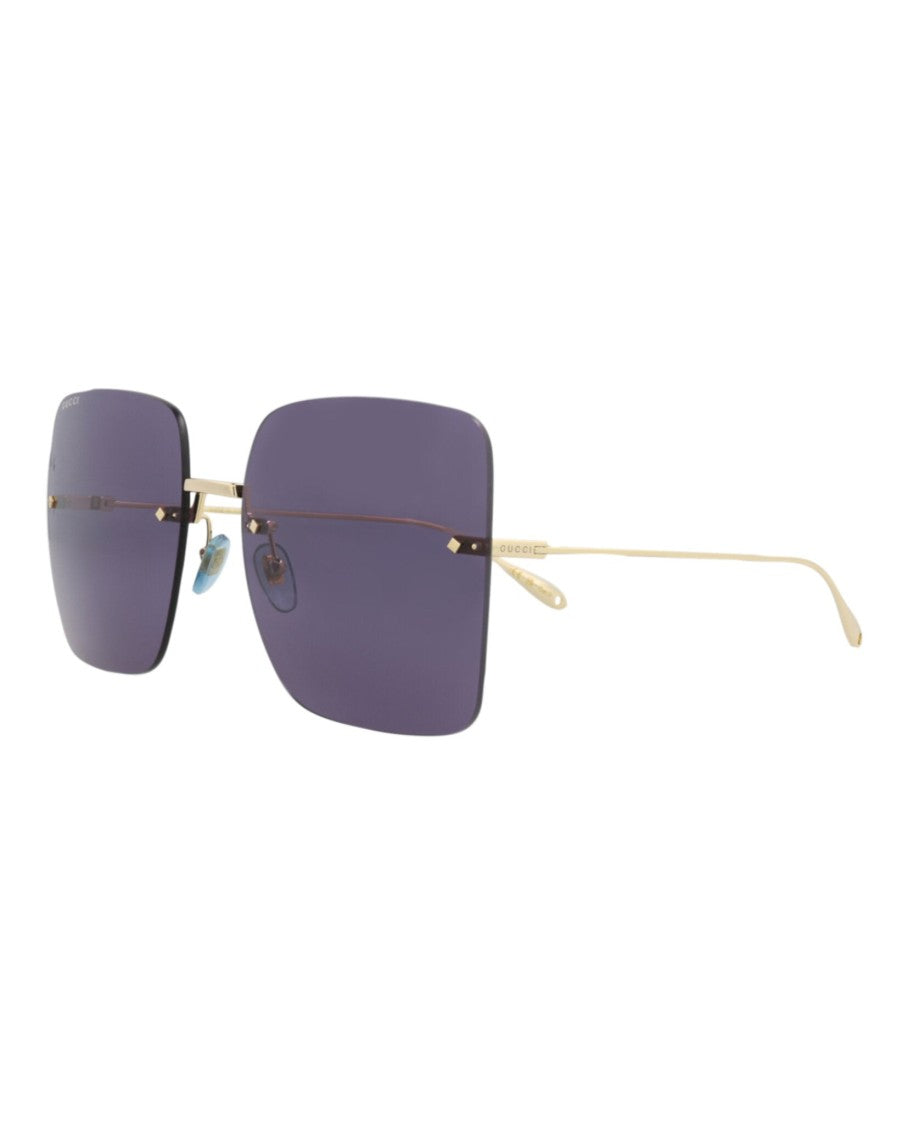 Gucci Square-Frame Metal Sunglasses With Luxurious Velvet Case