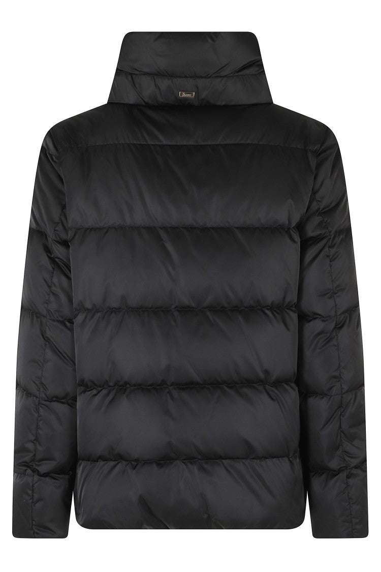 Herno Black Hooded Grosgrain Ribbon Polyester Down Jacket