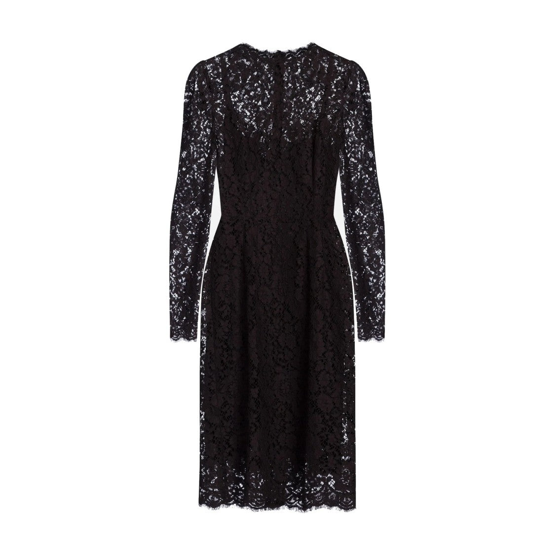 Dolce & Gabbana Lace Midi Dress With Scalloped Hem