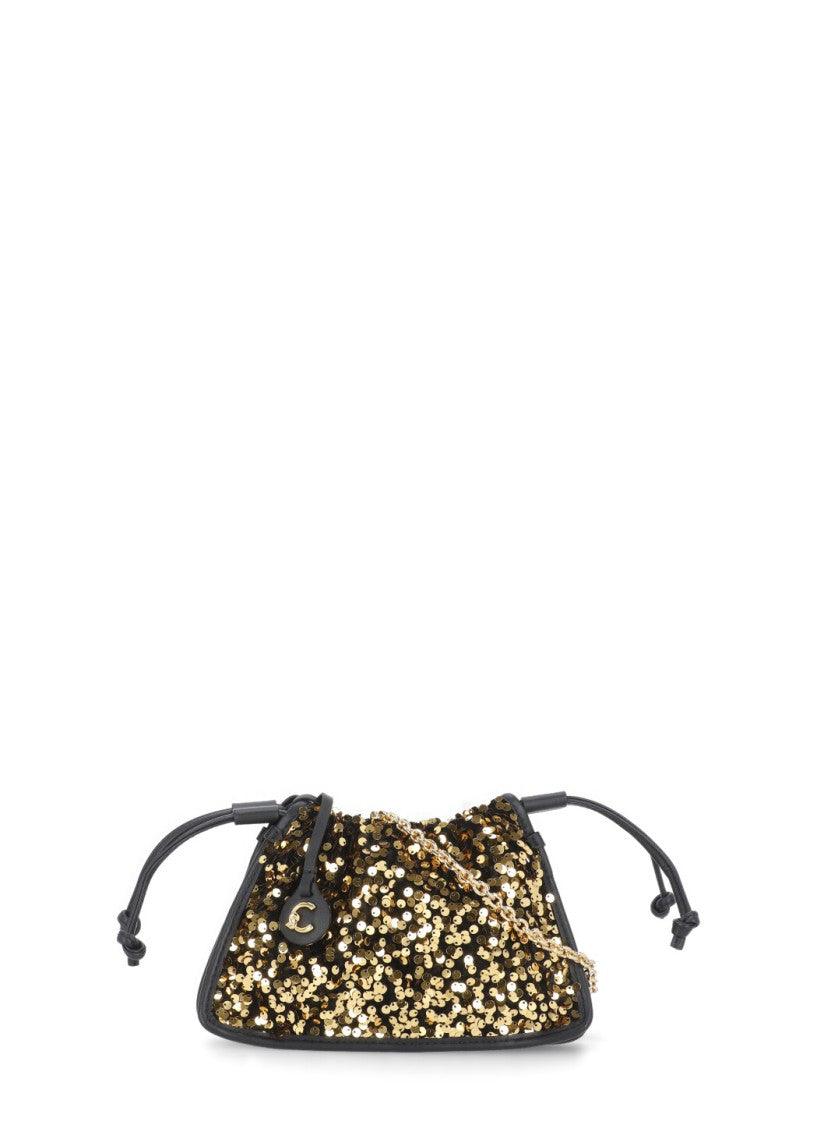 Coccinelle Black/Golden Dulse Paillette Leather Hand Bag