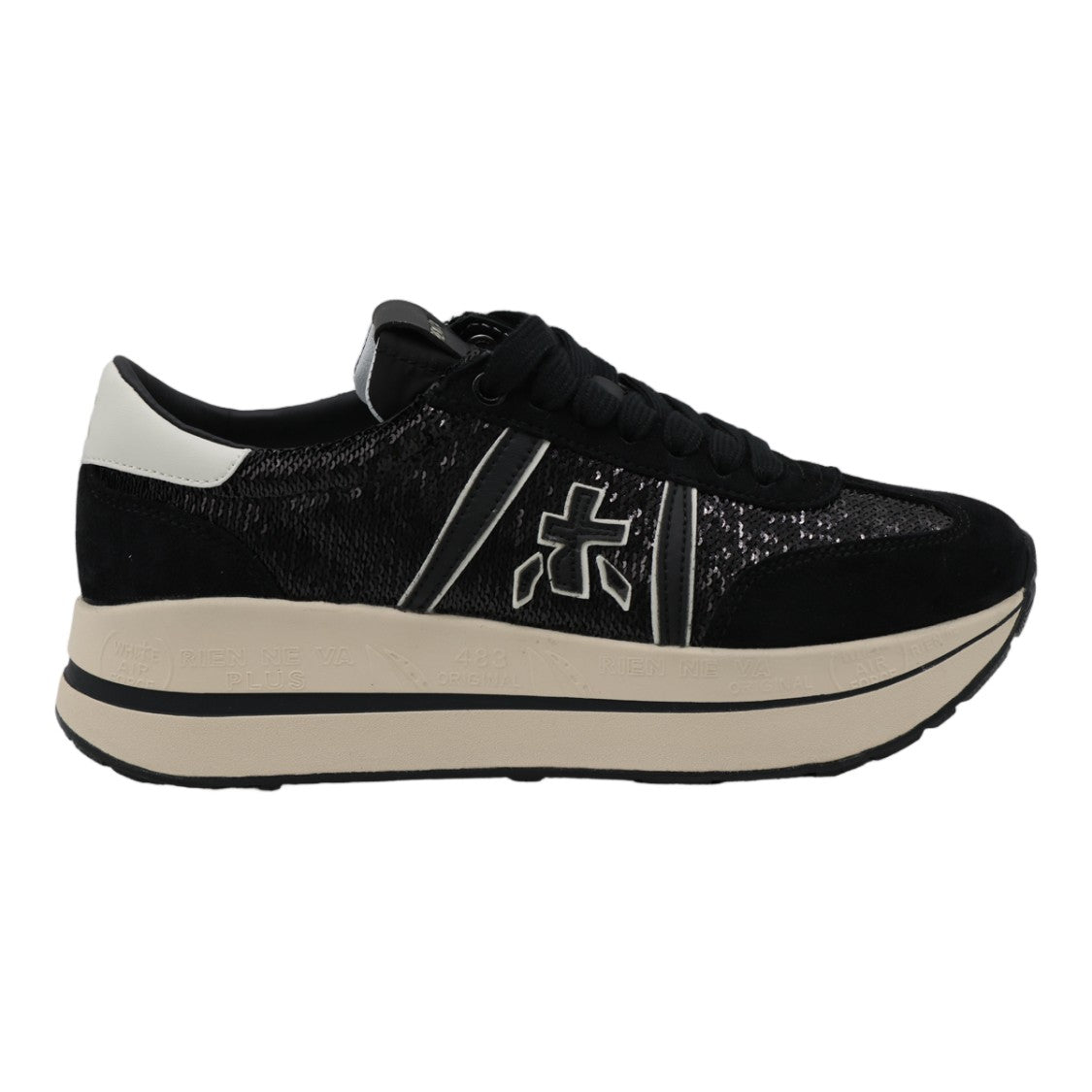 Premiata Black Textured Upper Bold Logo Sneakers