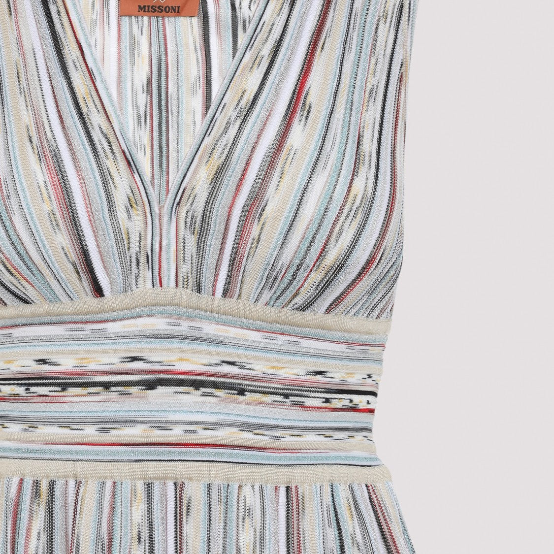 Missoni Vibrant Multicolour Midi Dress With Pleated Skirt