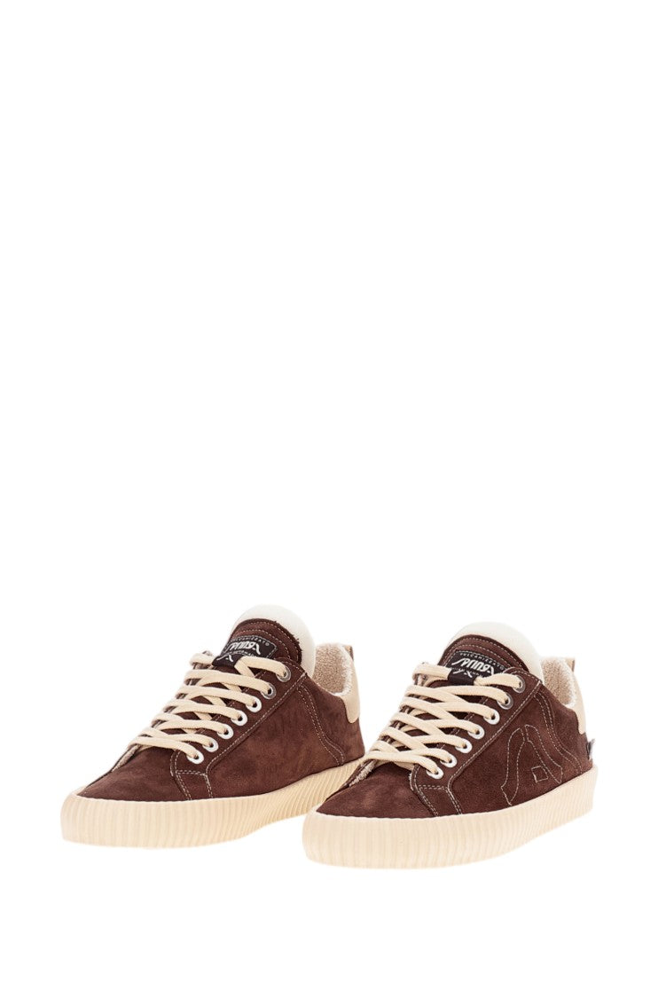 Springa Brown Wavy Suede Leather Sneakers