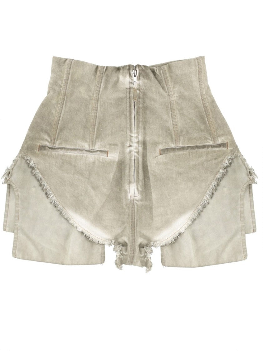 Drkshdw By Rick Owens Dirt Layered High-Waisted Frayed Shorts