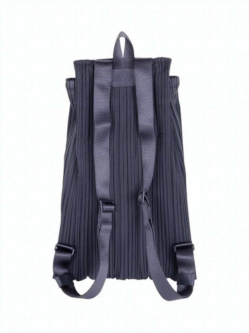 Pleats Please Pleated Design Backpack With Flap Closure And Buckle Detail