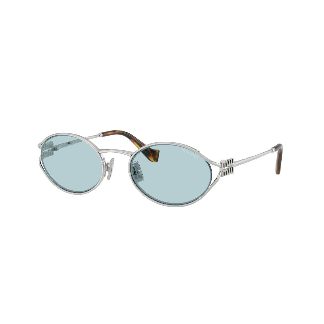 Miu Miu 0Mu 52Ys Oval Blue-Tinted Sunglasses