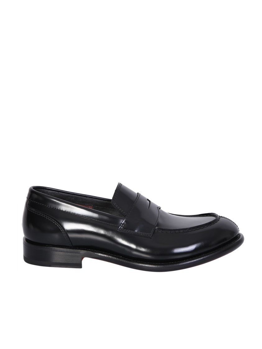 Santoni Black Classic Loafers