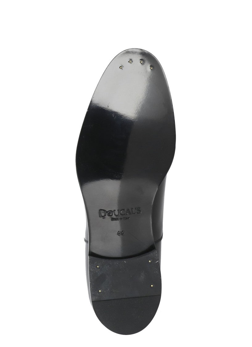 Doucal's Black Smooth Leather Lace-Up Shoes