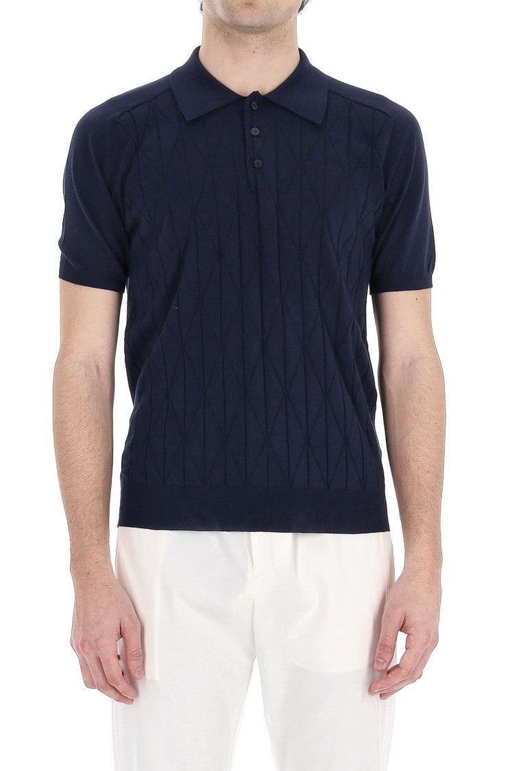 Roberto Collina Special Short Sleeve Rhomboid Pattern Polo