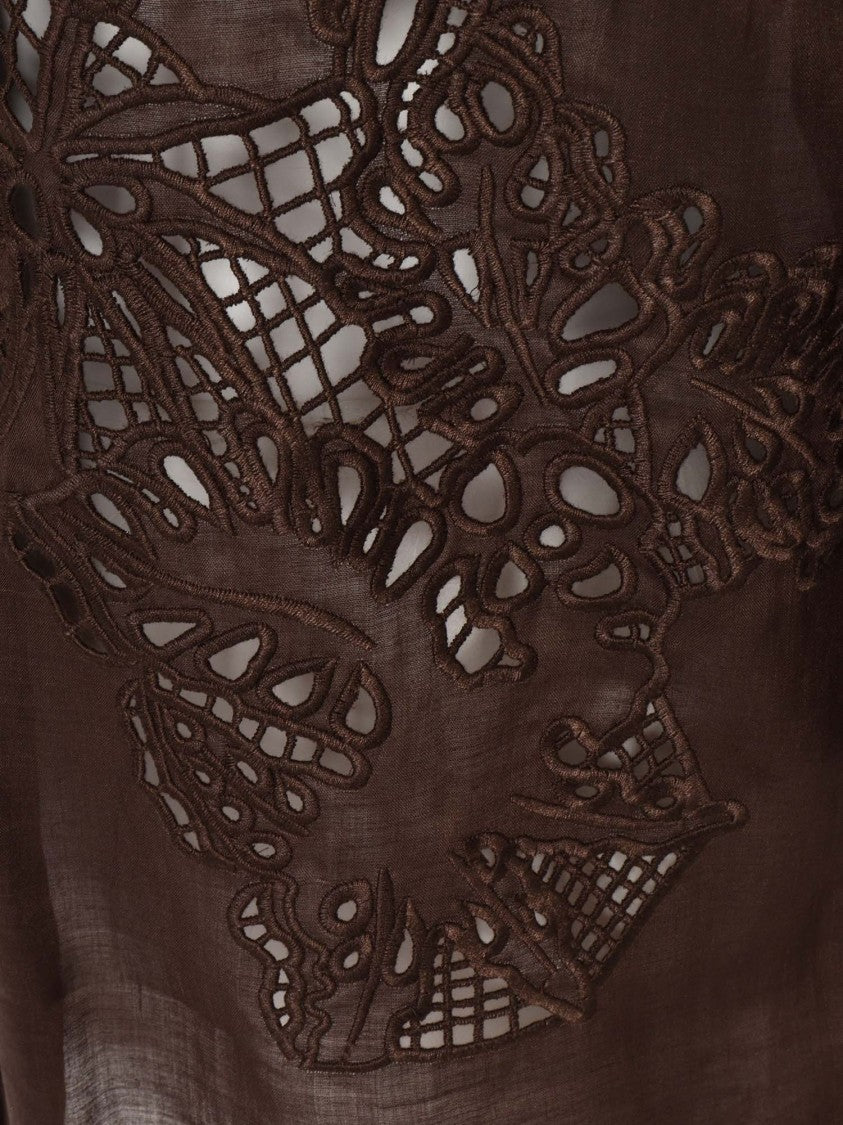 Max Mara Cropped Lace-Embroidery Legno Jacket In Lightweight Ramie