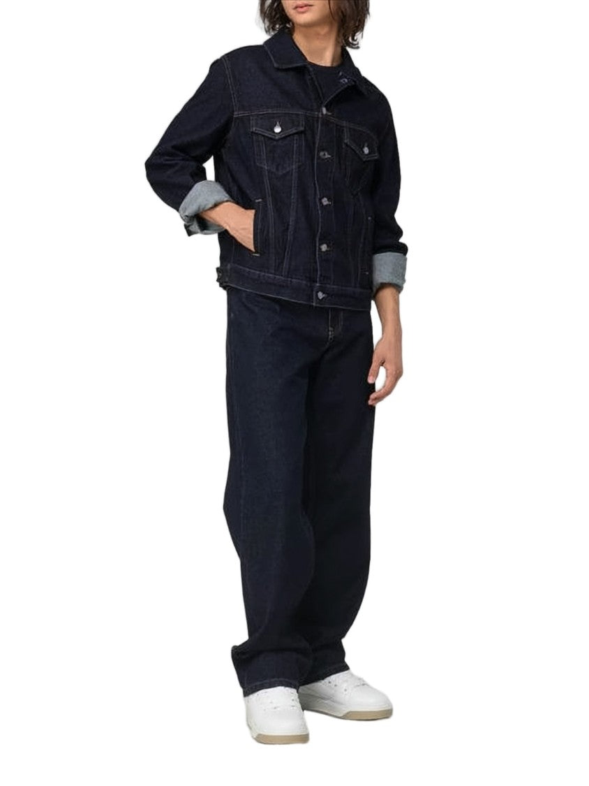 Msgm Classic Blue Denim Jacket With Structured Silhouette