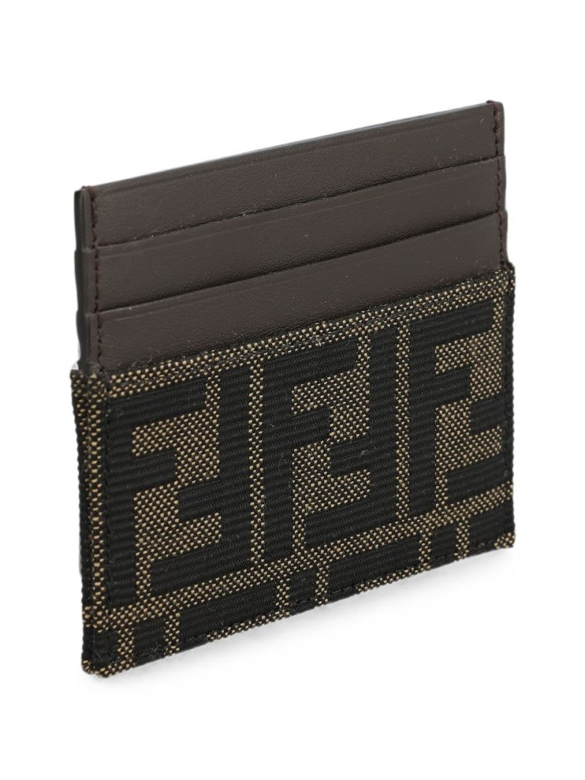 Fendi Textured Geometric Leather Cardholder Wallet
