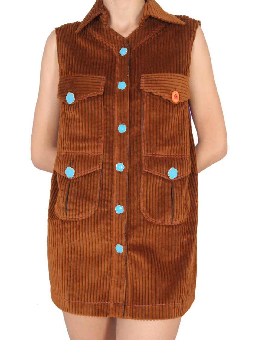 Cormio Sleeveless Mini Corduroy Dress