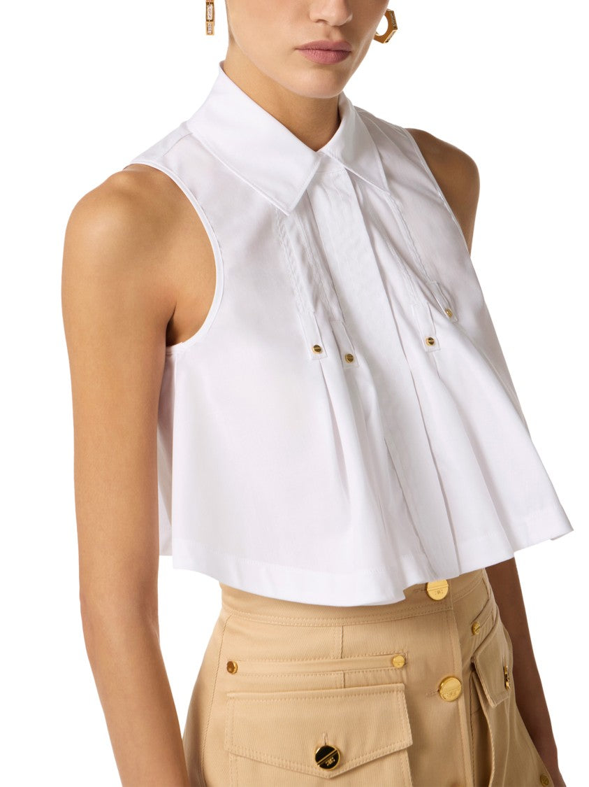 Elisabetta Franchi Sleeveless White Shirt With Pointed Collar
